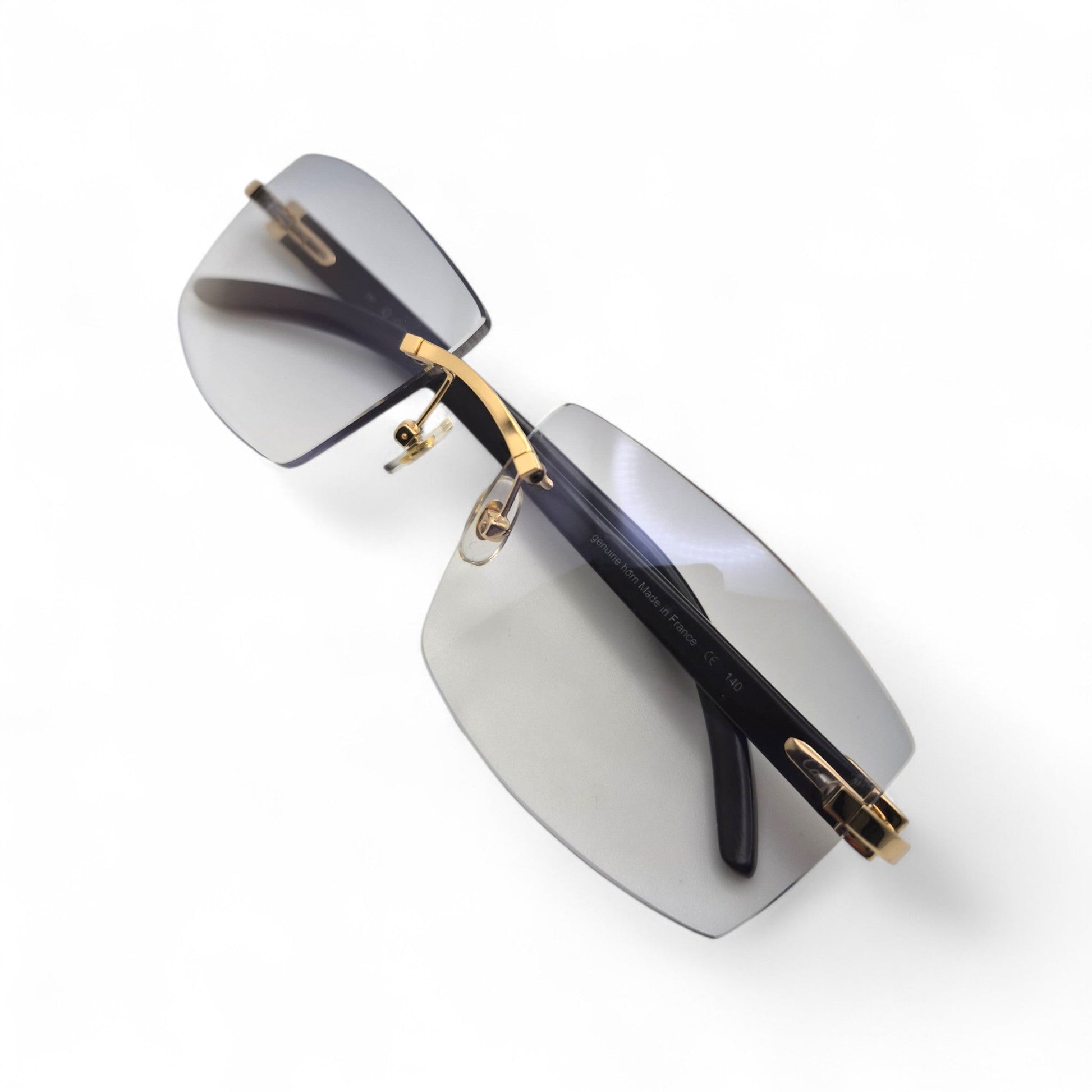 C Decor Buffs - Gold Black Genuine Horn Sunglasses (2010s) - Luxury Optical