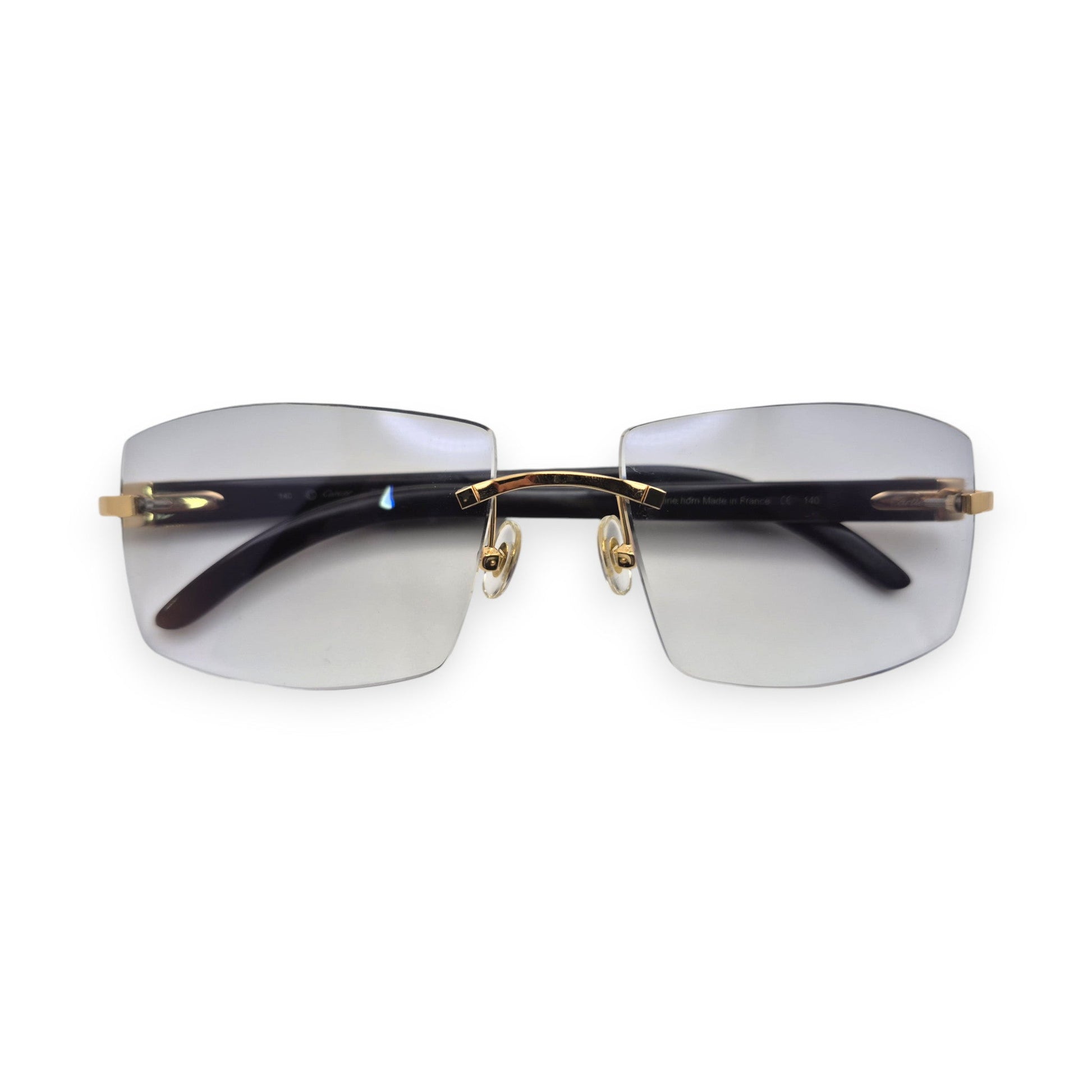 C Decor Buffs - Gold Black Genuine Horn Sunglasses (2010s) - Luxury Optical