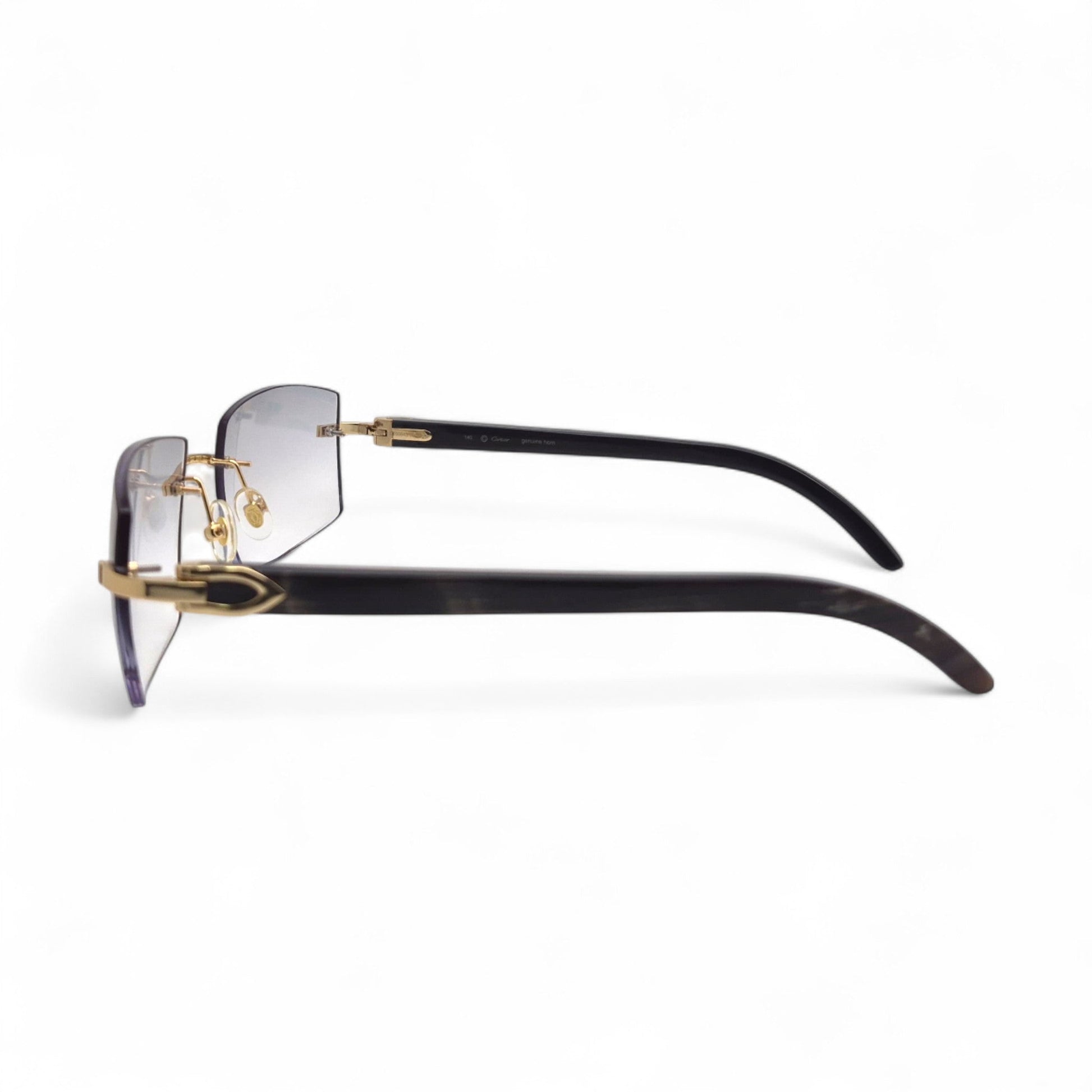 C Decor Buffs - Gold Black Genuine Horn Sunglasses (2010s) - Luxury Optical