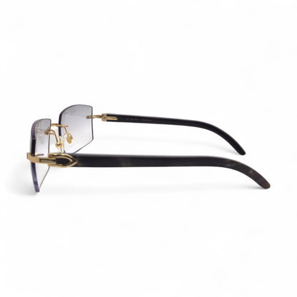 C Decor Buffs - Gold Black Genuine Horn Sunglasses (2010s) - Luxury Optical