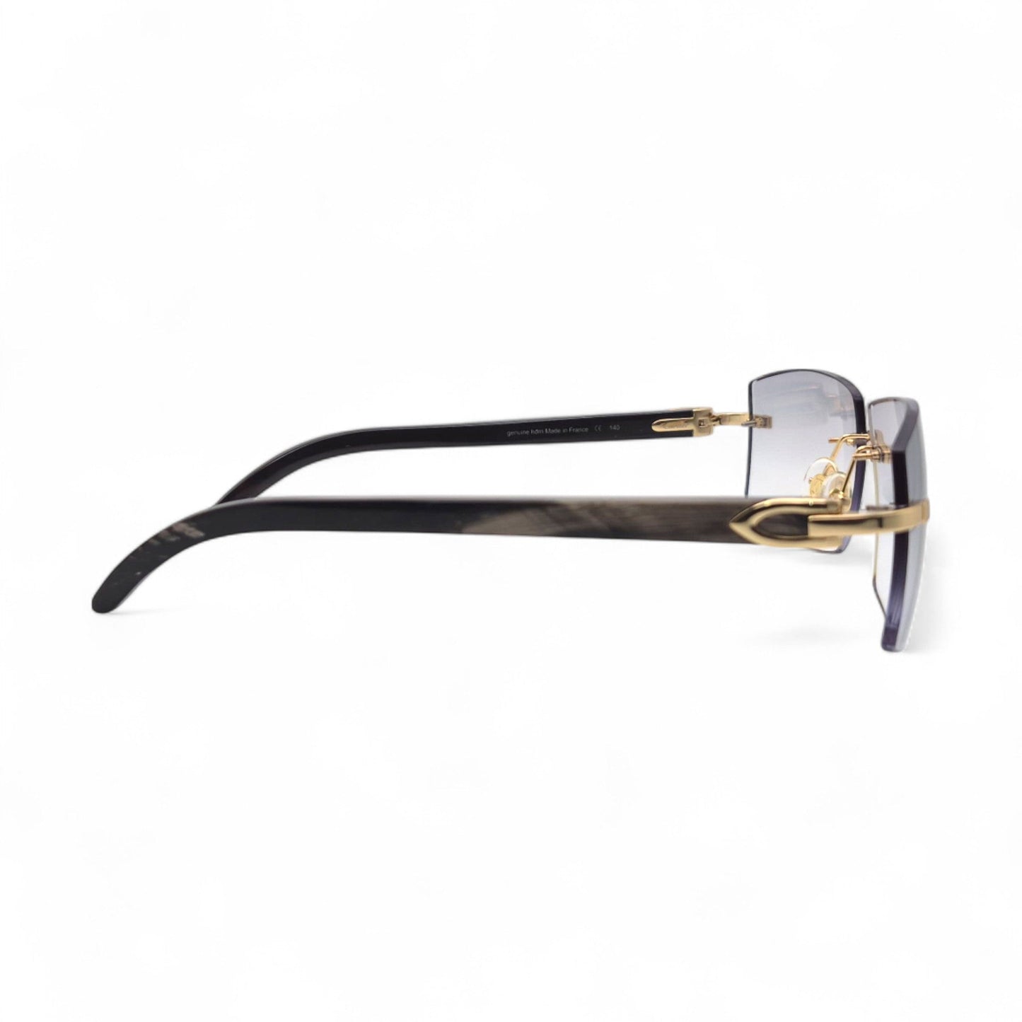 C Decor Buffs - Gold Black Genuine Horn Sunglasses (2010s) - Luxury Optical