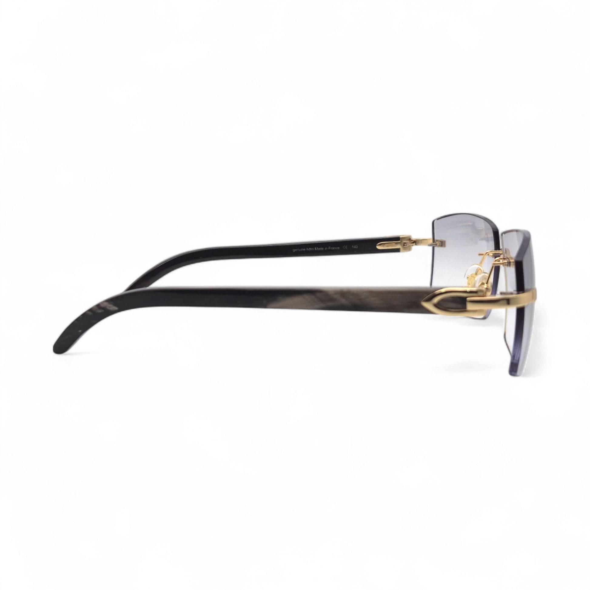 C Decor Buffs - Gold Black Genuine Horn Sunglasses (2010s) - Luxury Optical
