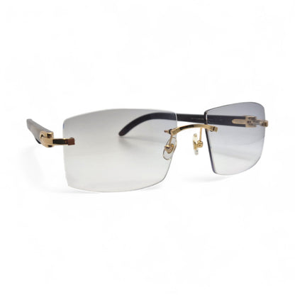 C Decor Buffs - Gold Black Genuine Horn Sunglasses (2010s) - Luxury Optical