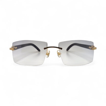 C Decor Buffs - Gold Black Genuine Horn Sunglasses (2010s) - Luxury Optical
