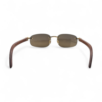 CT0046S Authentic Cartier C Decor - 56-18 White Horns & Bubinga Woods Sunglasses w/ Dark Brown Lenses (2010s)