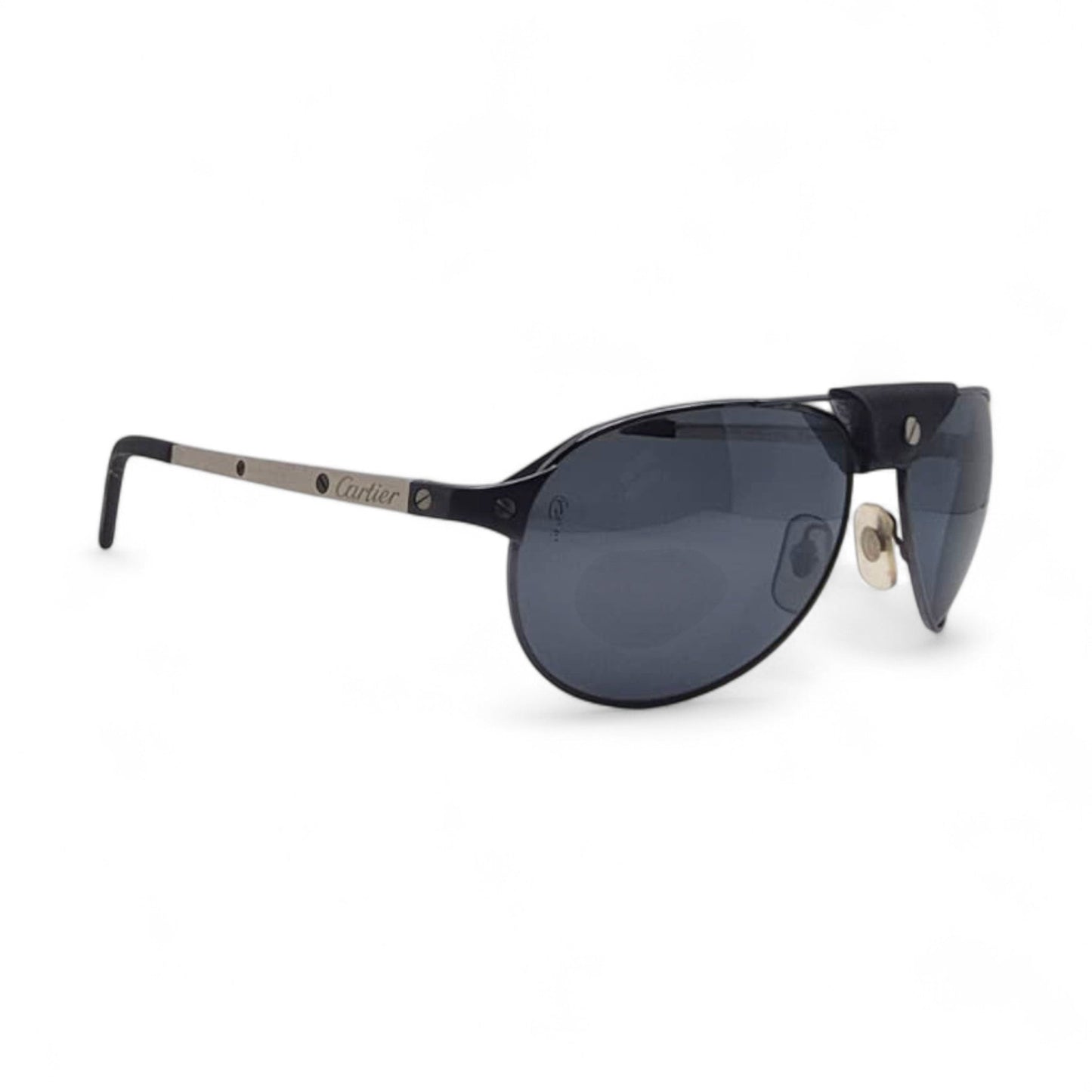 CT0034S Authentic Cartier Santos - Gunmetal Aviator Wires Sunglasses (2010s)