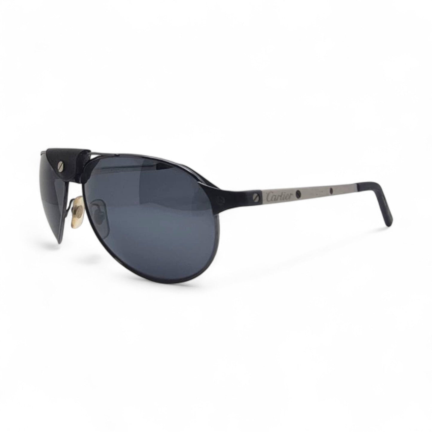 CT0034S Authentic Cartier Santos - Gunmetal Aviator Wires Sunglasses (2010s)