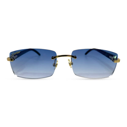 C Decor Buffs - Gold White Genuine Horn Sunglasses (2010s) - Luxury Optical