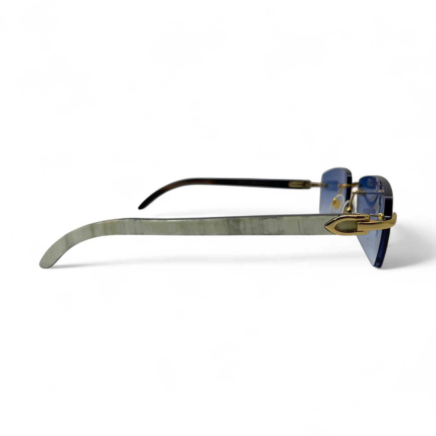 C Decor Buffs - Gold White Genuine Horn Sunglasses (2010s) - Luxury Optical