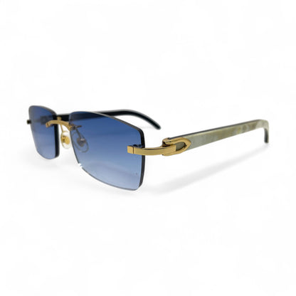 C Decor Buffs - Gold White Genuine Horn Sunglasses (2010s) - Luxury Optical