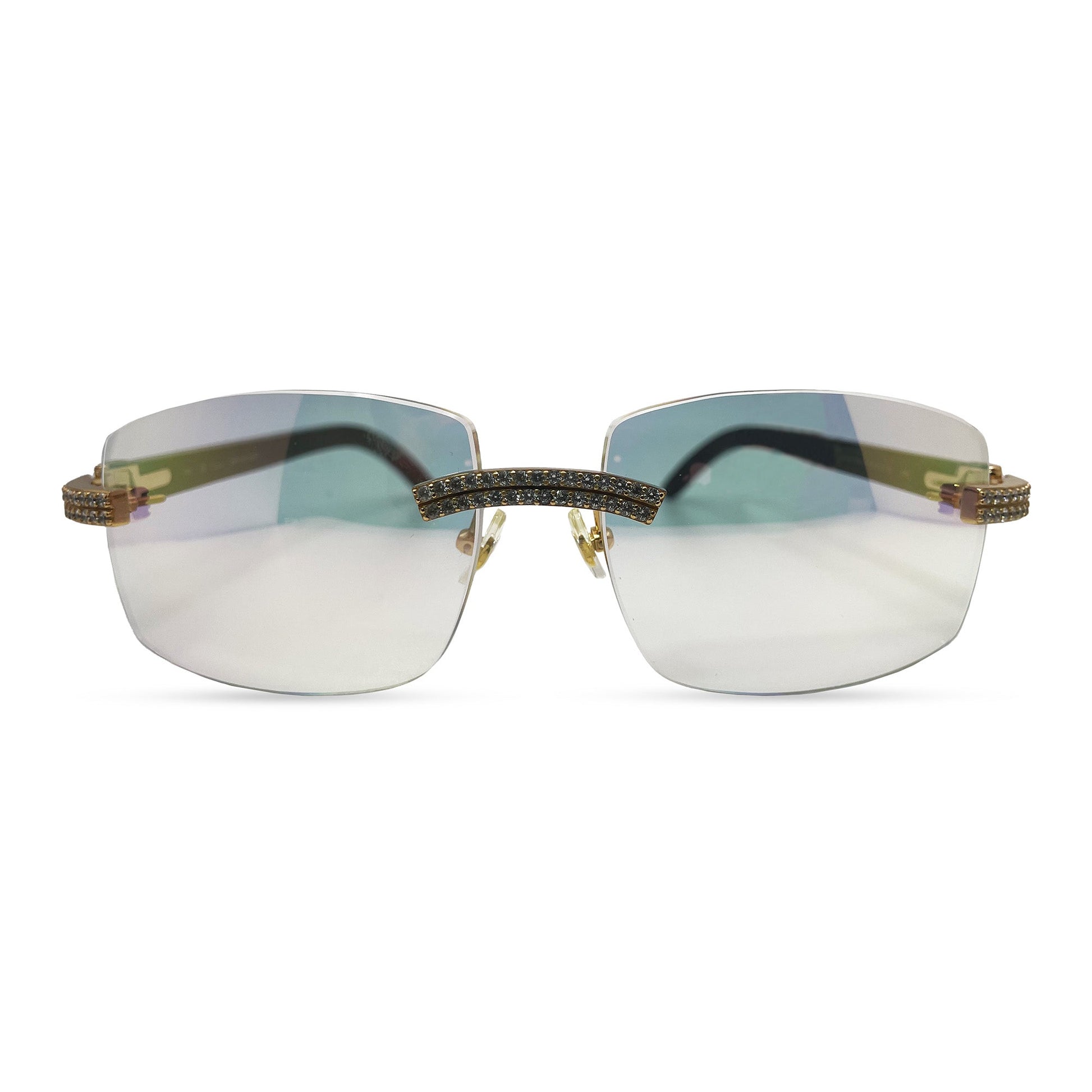 C Decor Buffs (Iced - CZ) - Gold White Genuine Horn Sunglasses - Diamonds Sets (2010s) - Luxury Optical