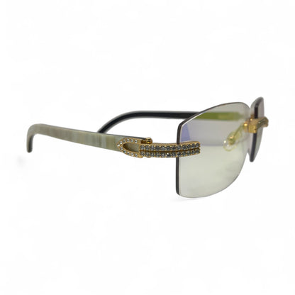 C Decor Buffs (Iced - CZ) - Gold White Genuine Horn Sunglasses - Diamonds Sets (2010s) - Luxury Optical