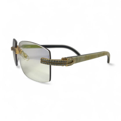 C Decor Buffs (Iced - CZ) - Gold White Genuine Horn Sunglasses - Diamonds Sets (2010s) - Luxury Optical