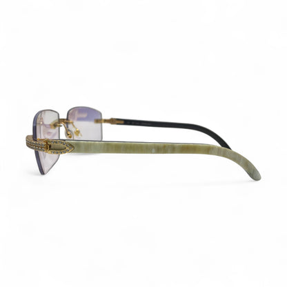 C Decor Buffs (Iced - CZ) - Gold White Genuine Horn Sunglasses - Diamonds Sets (2010s) - Luxury Optical