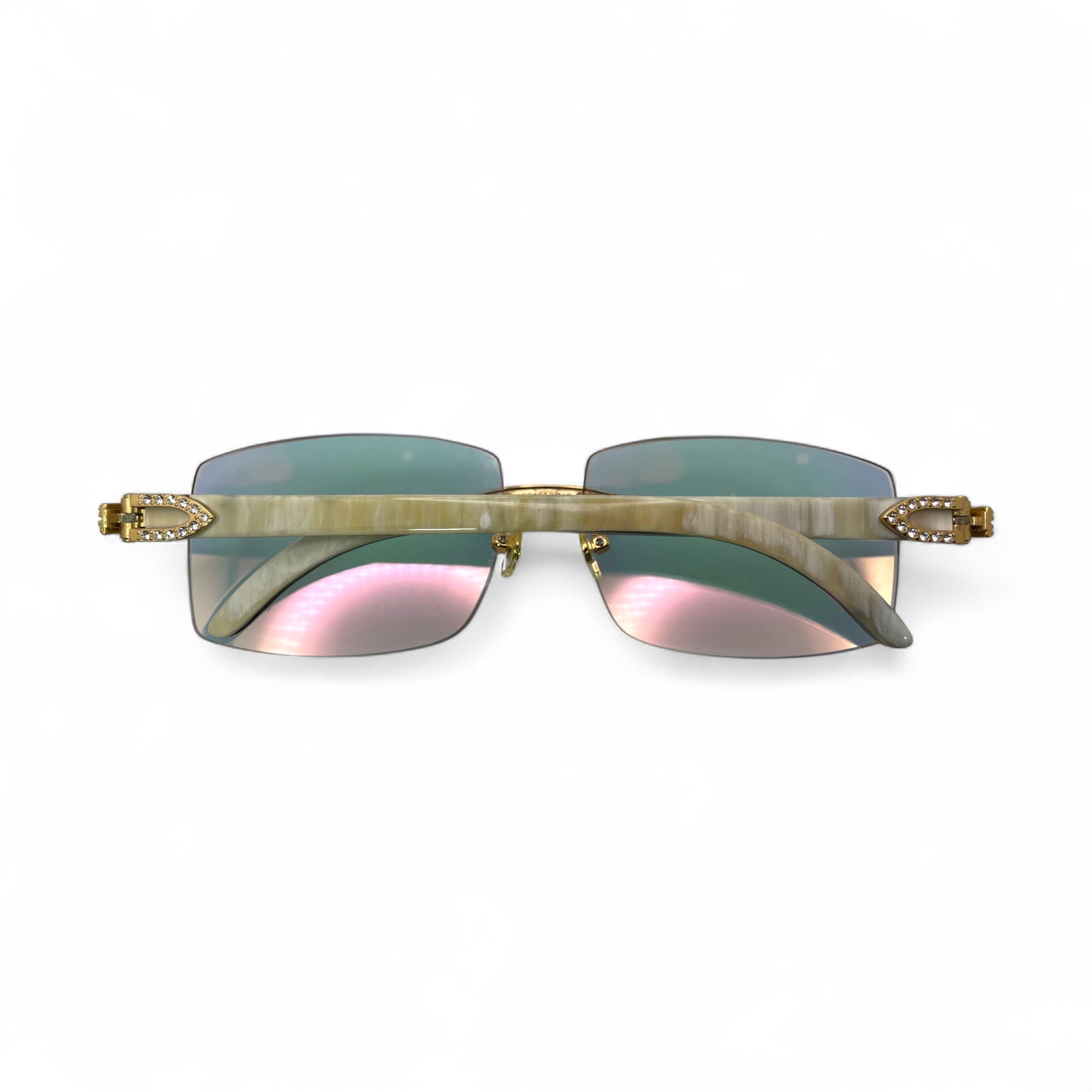 C Decor Buffs (Iced - CZ) - Gold White Genuine Horn Sunglasses - Diamonds Sets (2010s) - Luxury Optical