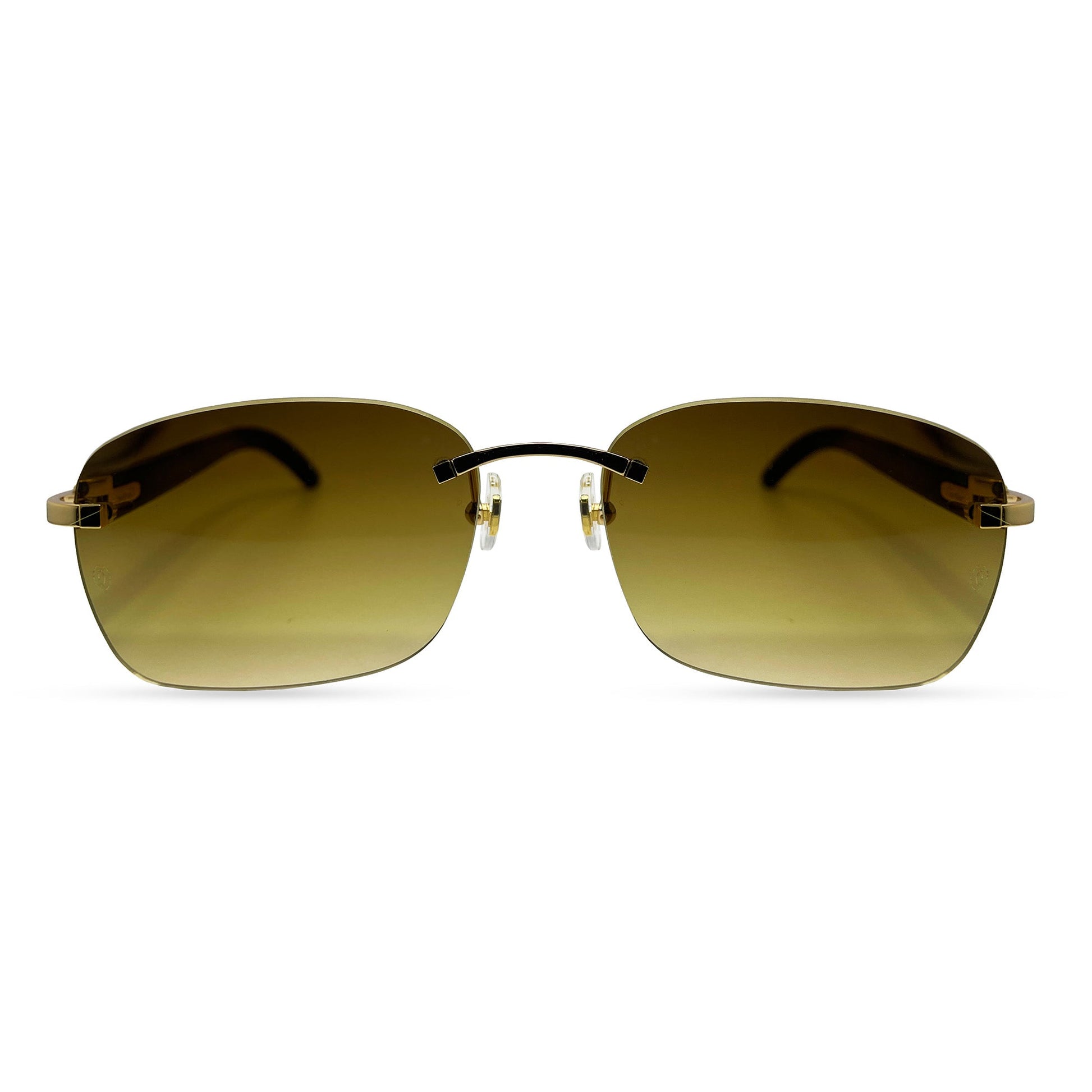 C Decor Buffs - Gold White Genuine Horn Sunglasses (2010s) - Luxury Optical