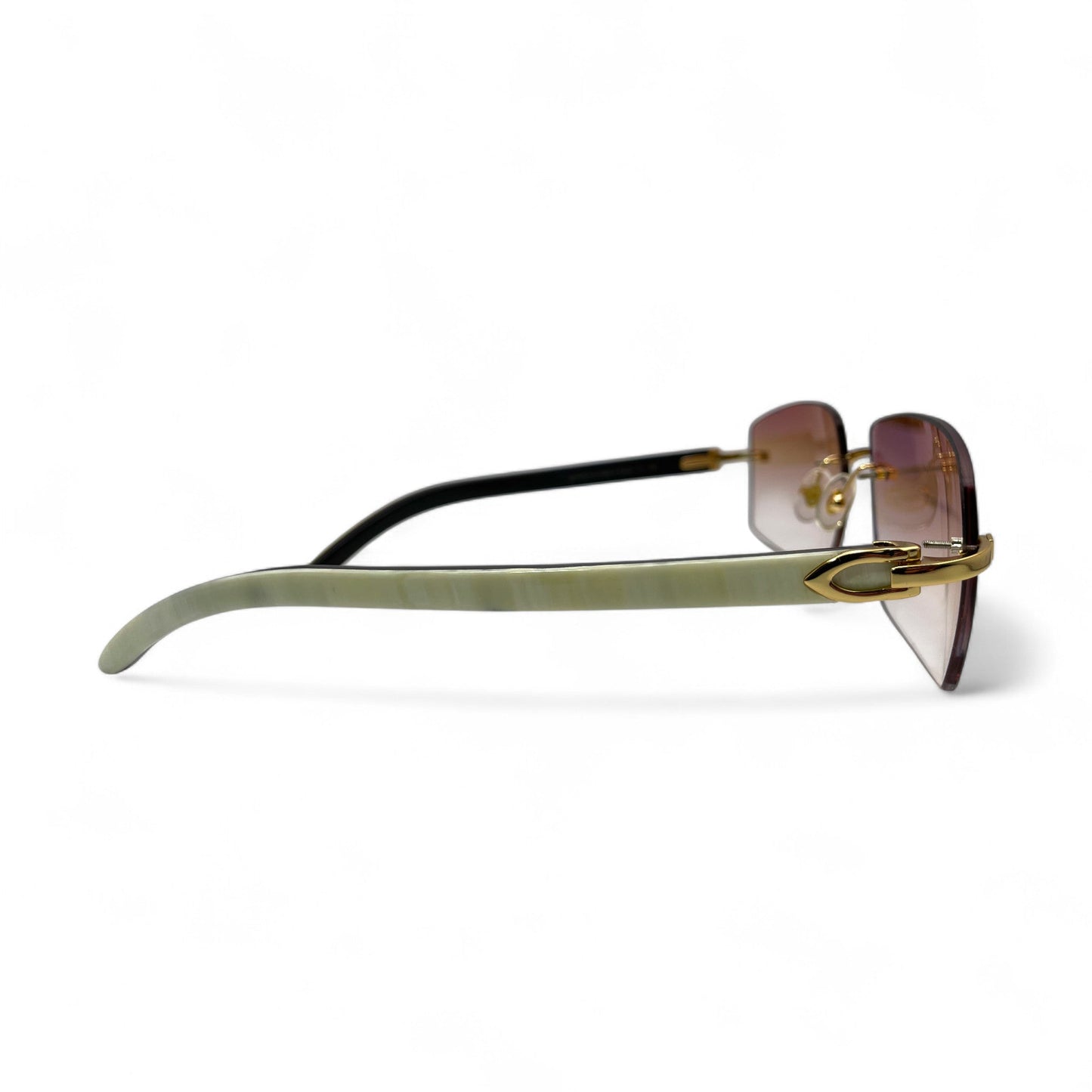 C Decor Buffs - Gold White Genuine Horn Sunglasses (2010s) - Luxury Optical