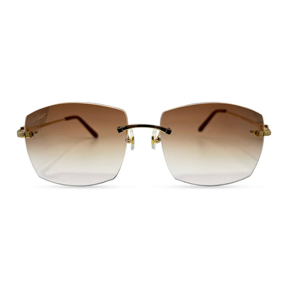 C Decor Wires - Rimless Sunglasses w/ Brown Lenses (2010) - Luxury Optical