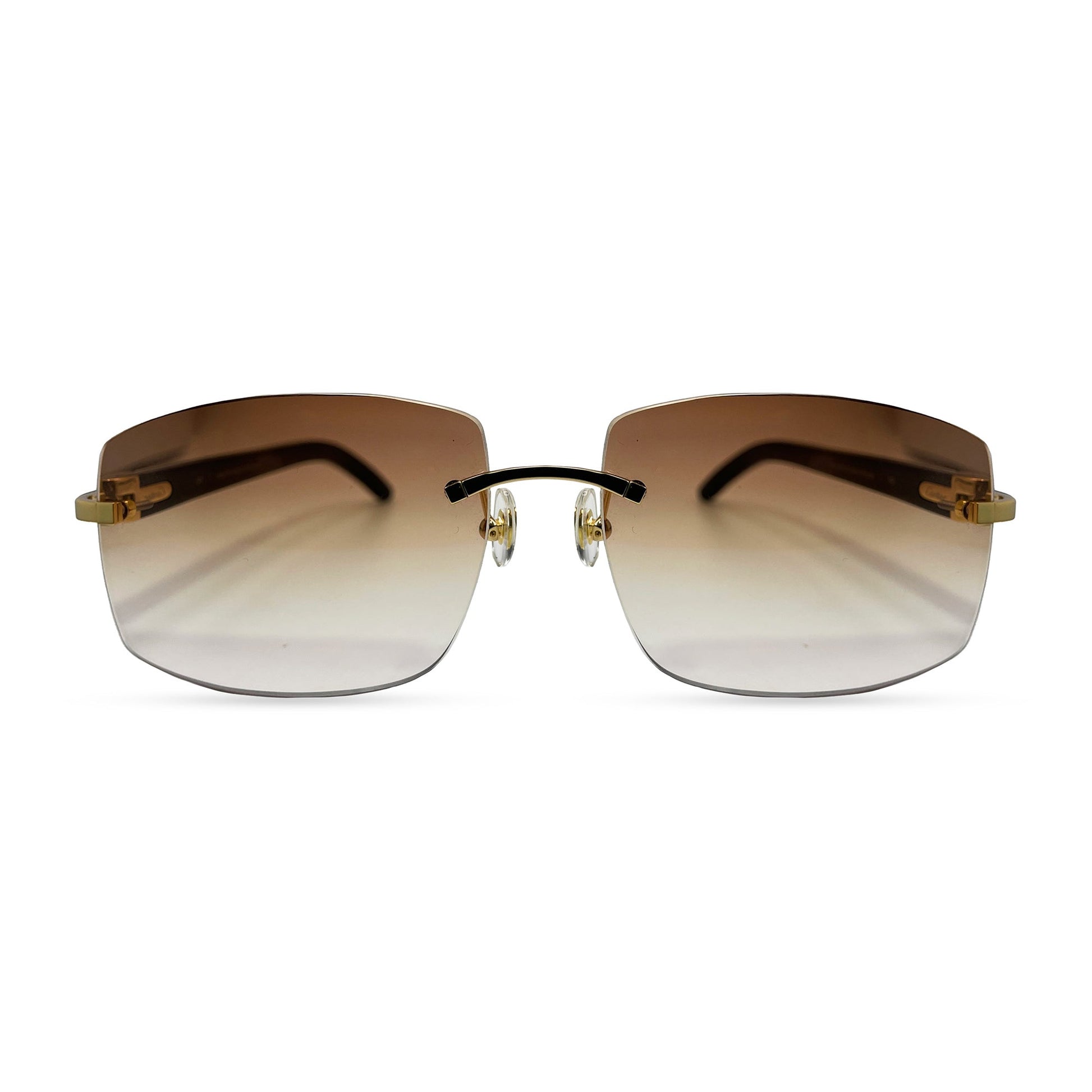 C Decor Buffs - Gold White Genuine Horn Sunglasses (2010s) - Luxury Optical