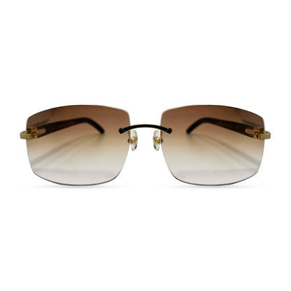 C Decor Buffs - Gold White Genuine Horn Sunglasses (2010s) - Luxury Optical