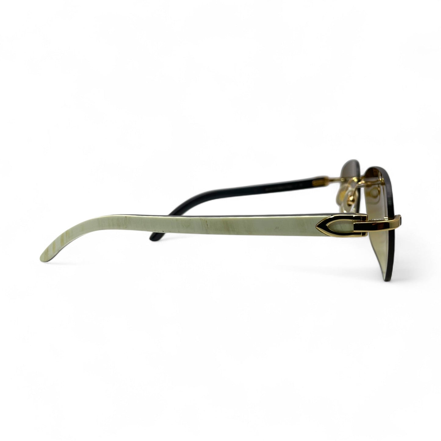 C Decor Buffs - Gold White Genuine Horn Sunglasses (2010s) - Luxury Optical