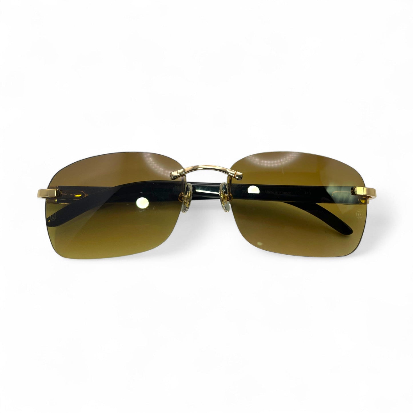 C Decor Buffs - Gold White Genuine Horn Sunglasses (2010s) - Luxury Optical