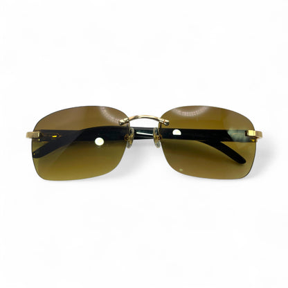C Decor Buffs - Gold White Genuine Horn Sunglasses (2010s) - Luxury Optical