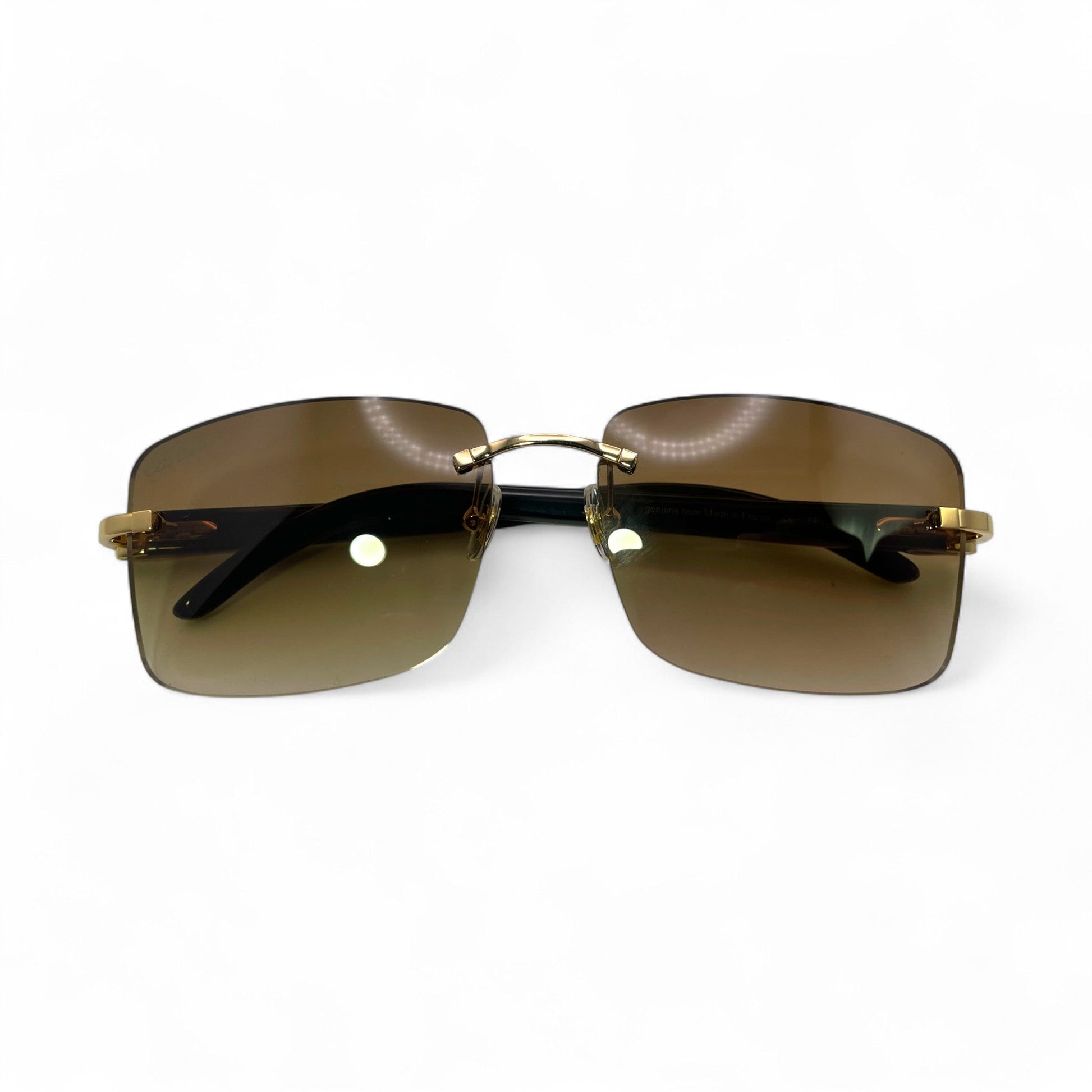C Decor Buffs - Gold White Genuine Horn Sunglasses (2010s) - Luxury Optical