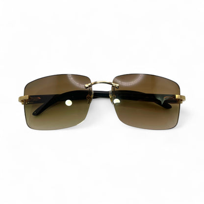 C Decor Buffs - Gold White Genuine Horn Sunglasses (2010s) - Luxury Optical