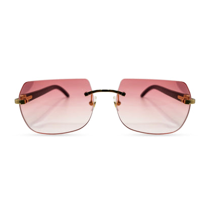 C Decor Buffs - Gold White Genuine Horn Sunglasses (2010s) - Luxury Optical
