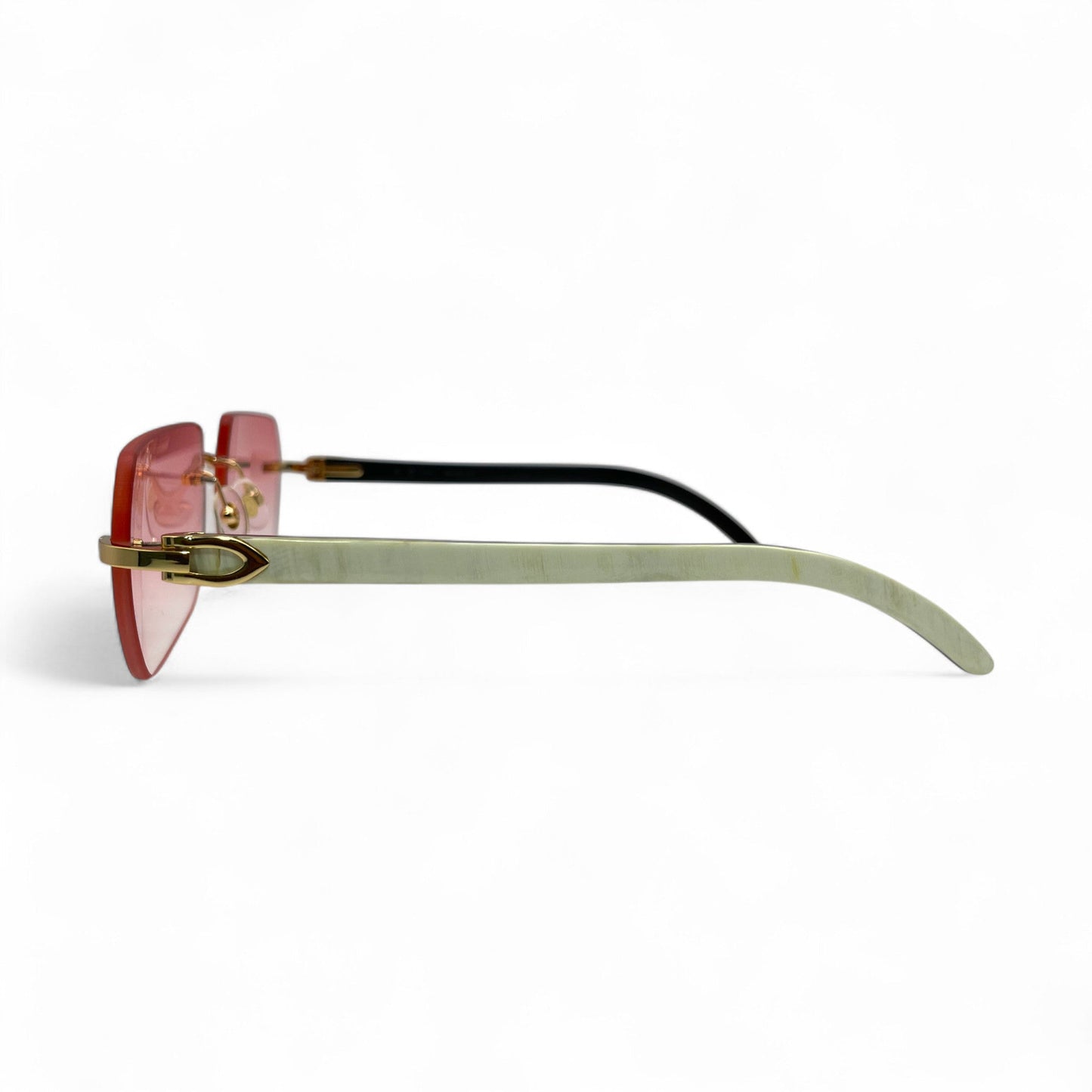 C Decor Buffs - Gold White Genuine Horn Sunglasses (2010s) - Luxury Optical