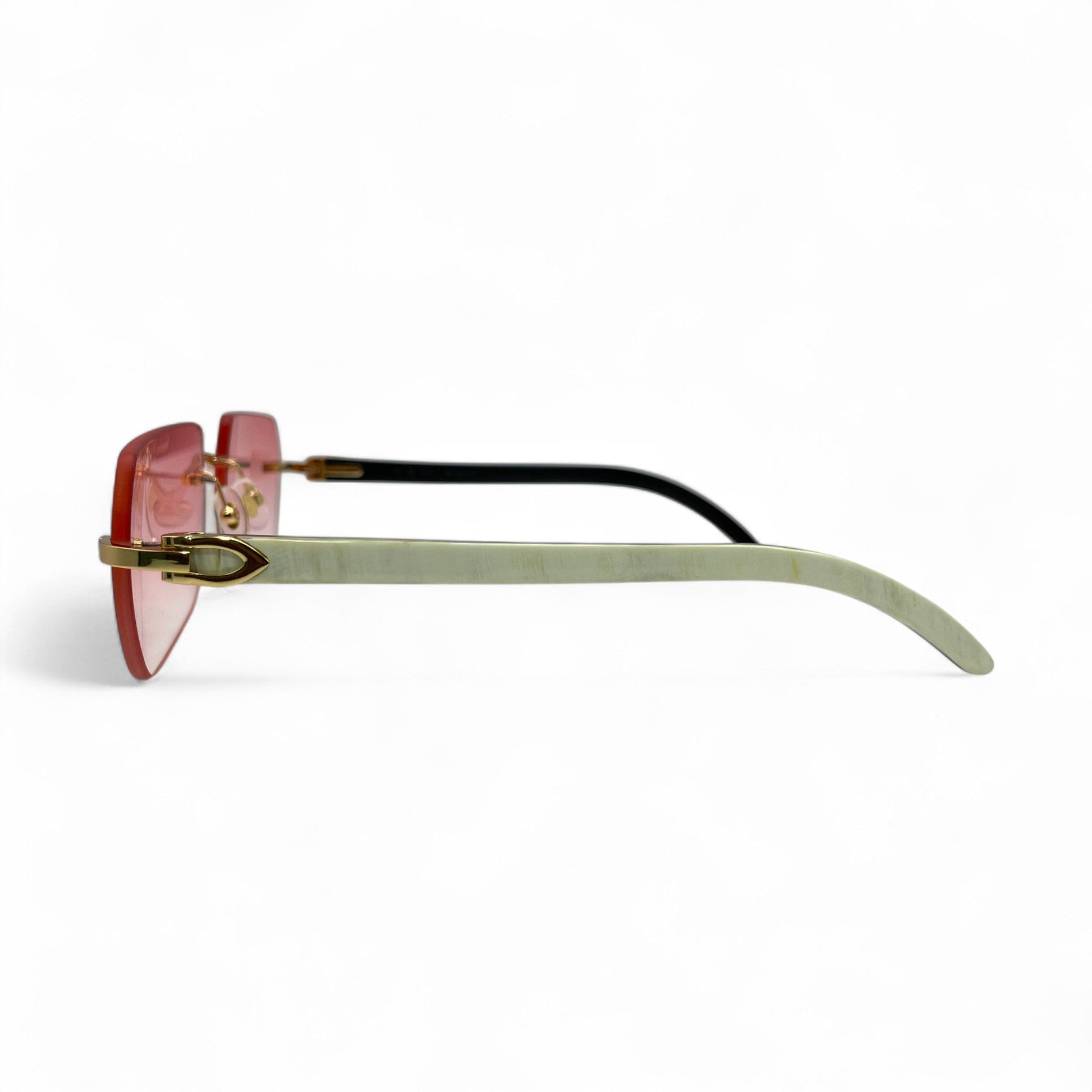 C Decor Buffs - Gold White Genuine Horn Sunglasses (2010s) - Luxury Optical