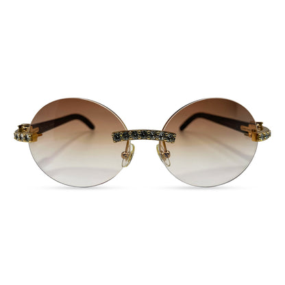 C Decor Buffs (Iced - CZ) - Gold White Genuine Horn Sunglasses - Diamonds Sets (2010s) - Luxury Optical