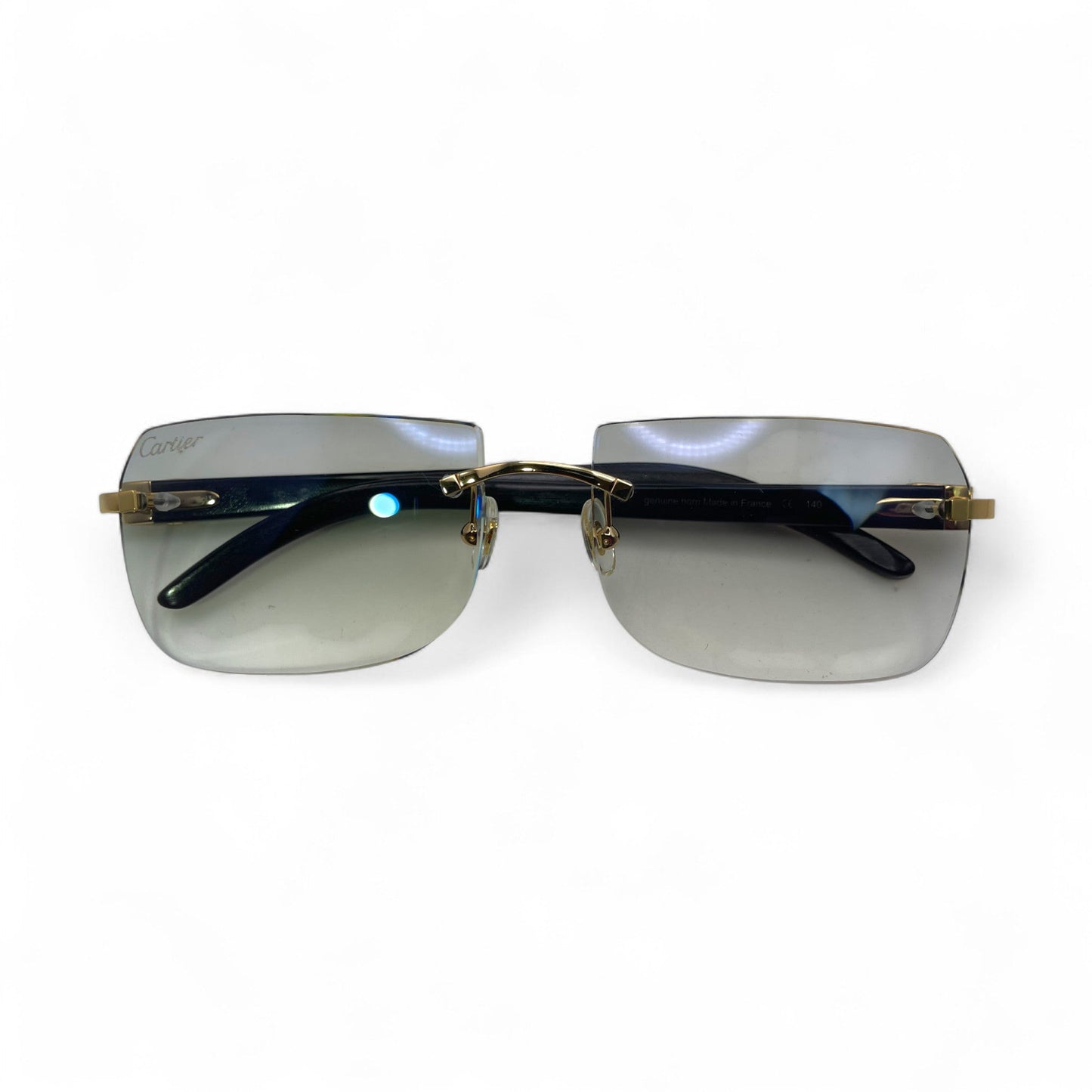 C Decor Buffs - Gold White Genuine Horn Sunglasses (2010s) - Luxury Optical