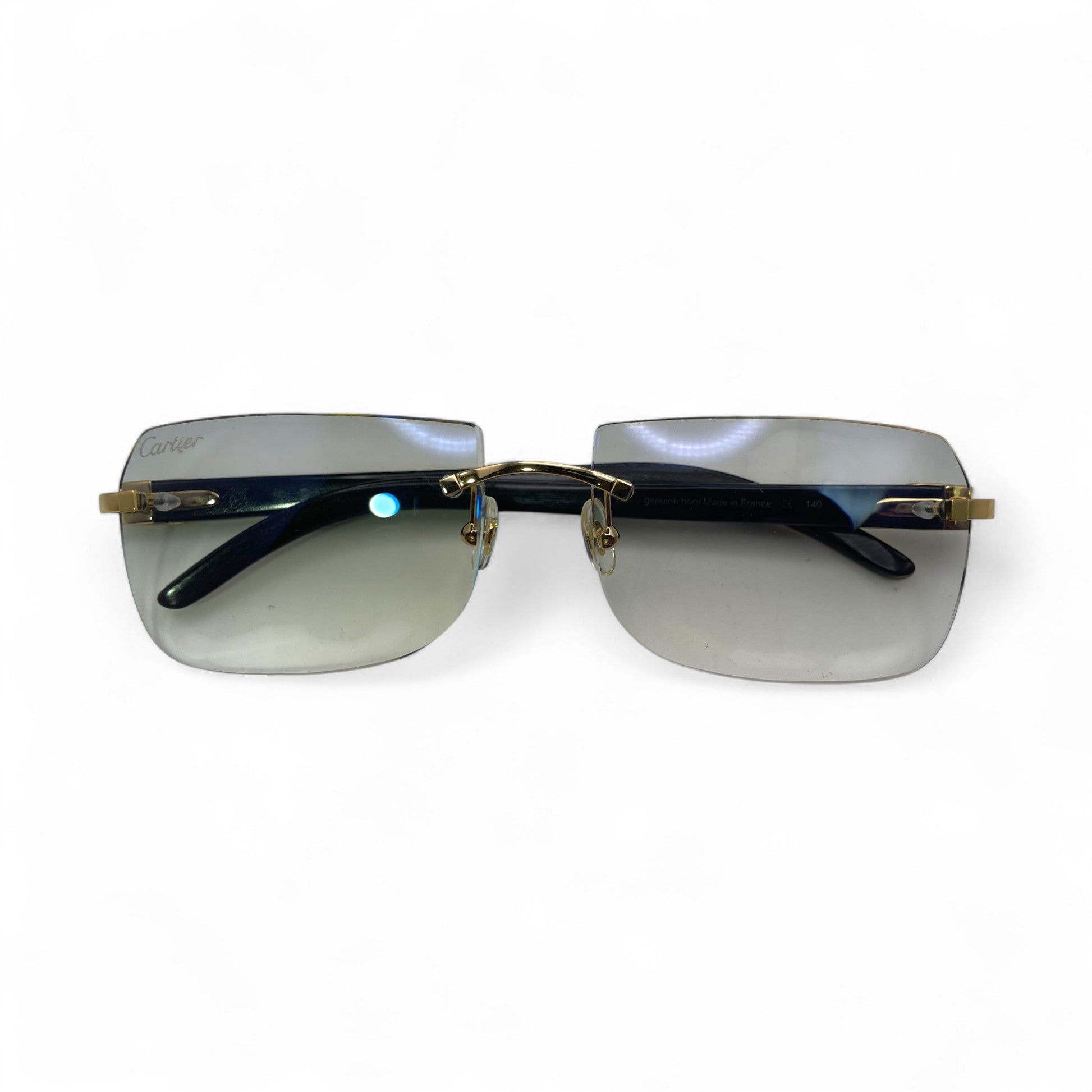 C Decor Buffs - Gold White Genuine Horn Sunglasses (2010s) - Luxury Optical