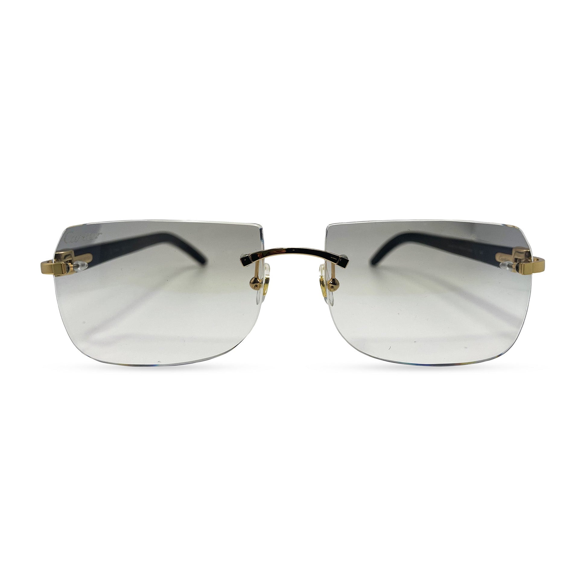 C Decor Buffs - Gold White Genuine Horn Sunglasses (2010s) - Luxury Optical