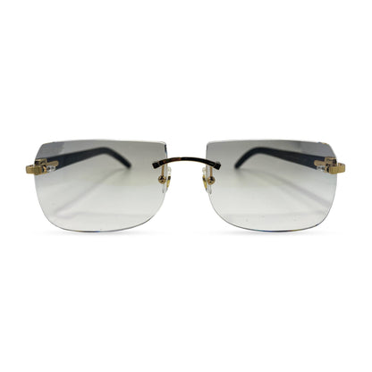 C Decor Buffs - Gold White Genuine Horn Sunglasses (2010s) - Luxury Optical