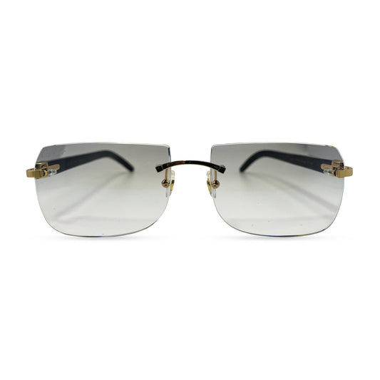 C Decor Buffs - Gold White Genuine Horn Sunglasses (2010s) - Luxury Optical