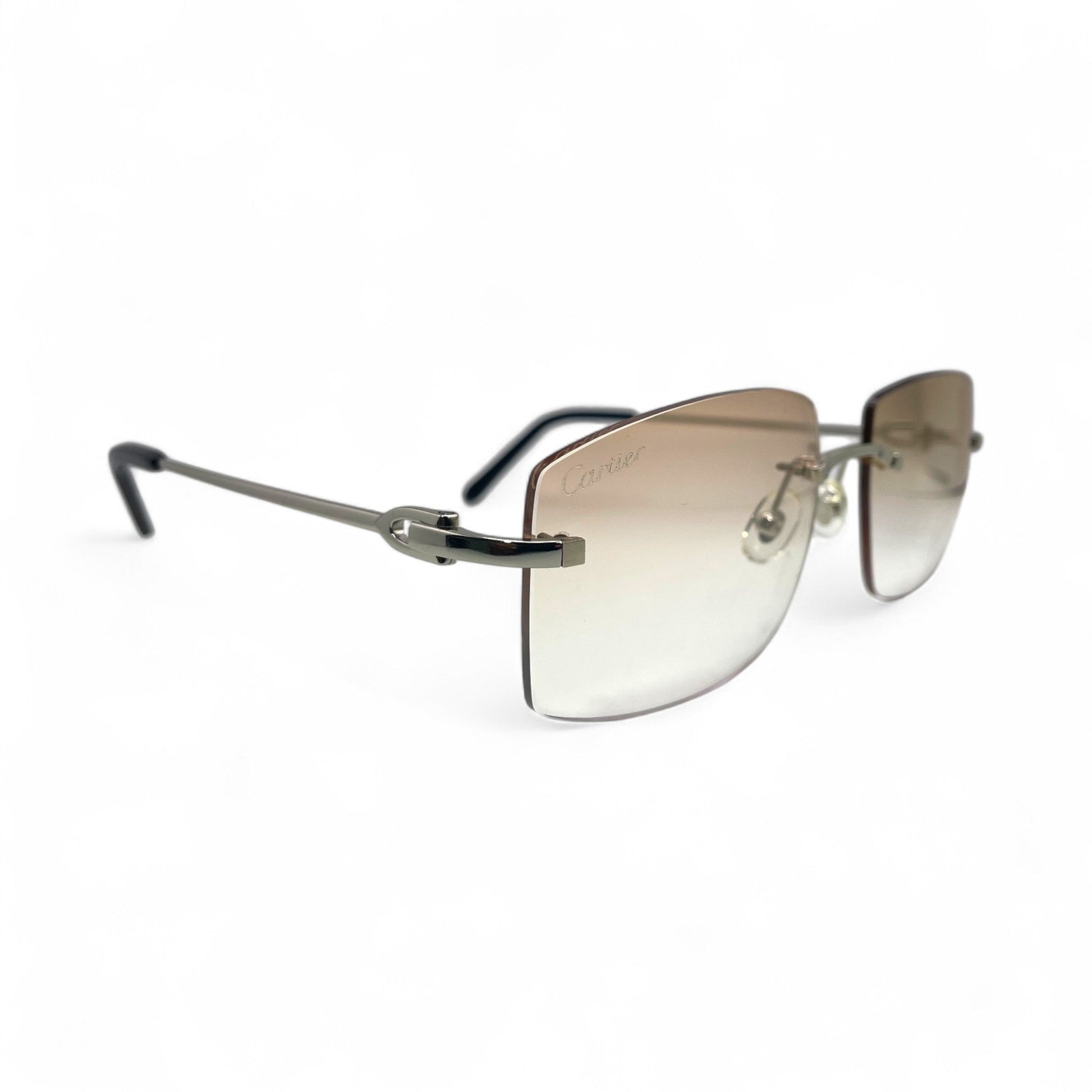 C Decor Wires - Rimless Sunglasses w/ Brown Lenses (2010) - Luxury Optical