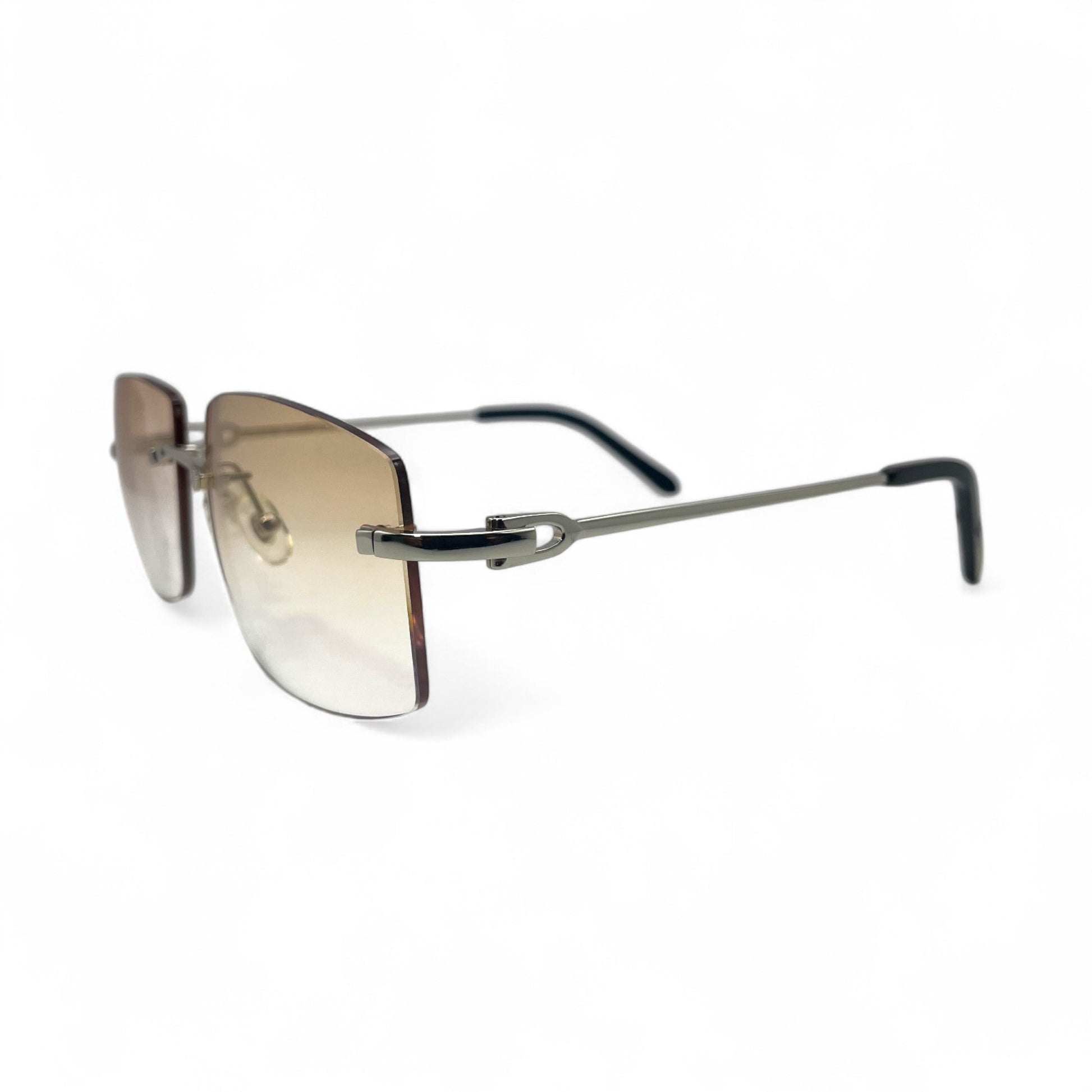 C Decor Wires - Rimless Sunglasses w/ Brown Lenses (2010) - Luxury Optical