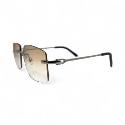 C Decor Wires - Rimless Sunglasses w/ Brown Lenses (2010) - Luxury Optical