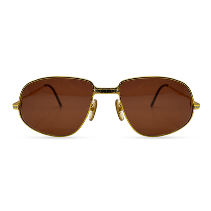 Authentic Cartier Panthere GM - Gold Wires Sunglasses w/ Brown Lenses (80s)