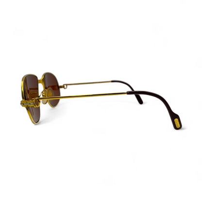 Authentic Cartier Panthere GM - Gold Wires Sunglasses w/ Brown Lenses (80s)