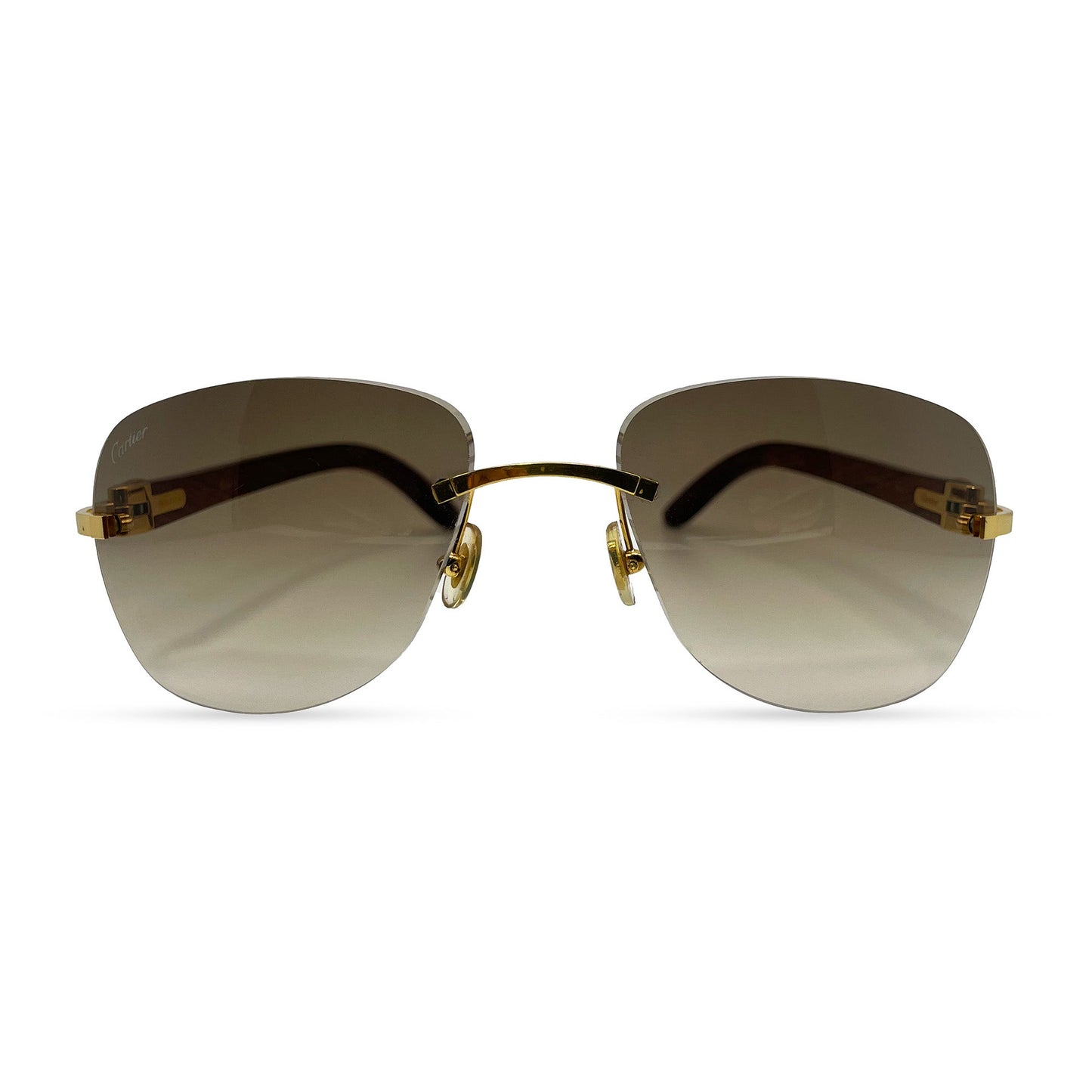 CT0014RS Authentic Cartier C Decor - Gold Bubinga Woods Sunglasses w/ Brown Lenses (2010s)