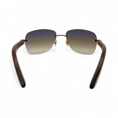 CT0014RS Authentic Cartier C Decor - Gold Bubinga Woods Sunglasses w/ Brown Lenses (2010s)