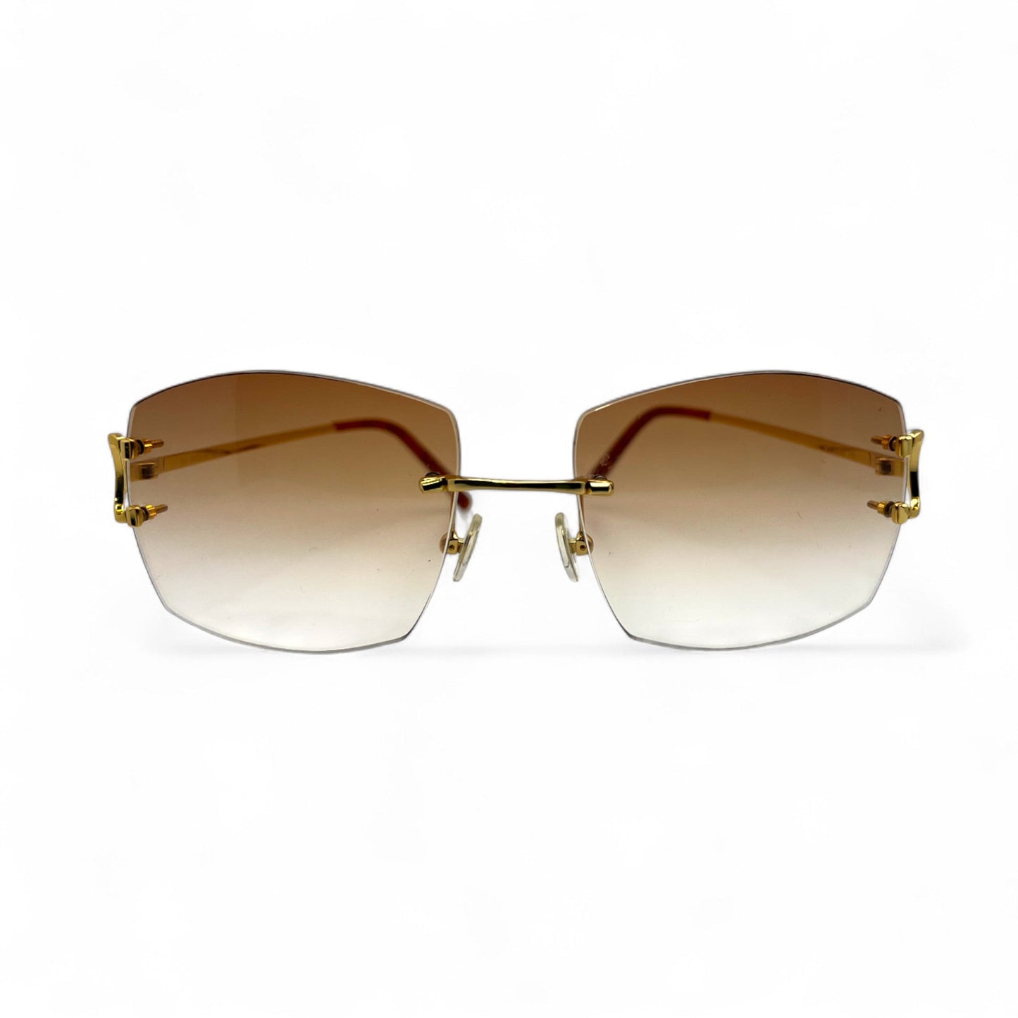 Big C Decor - Gold Wires Sunglasses w/ Hennessy Brown Lenses (2000s) - Luxury Optical