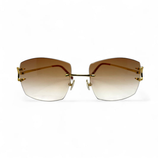 Big C Decor - Gold Wires Sunglasses w/ Hennessy Brown Lenses (2000s) - Luxury Optical