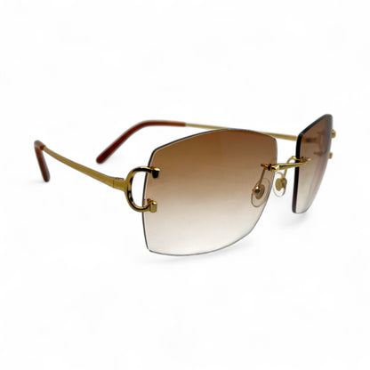 Big C Decor - Gold Wires Sunglasses w/ Hennessy Brown Lenses (2000s) - Luxury Optical