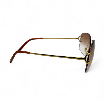 Big C Decor - Gold Wires Sunglasses w/ Hennessy Brown Lenses (2000s) - Luxury Optical