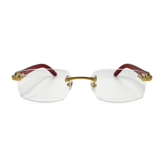 CT0052O Authentic Cartier C Decor - Gold Red Woods Eyeglasses (2020s)